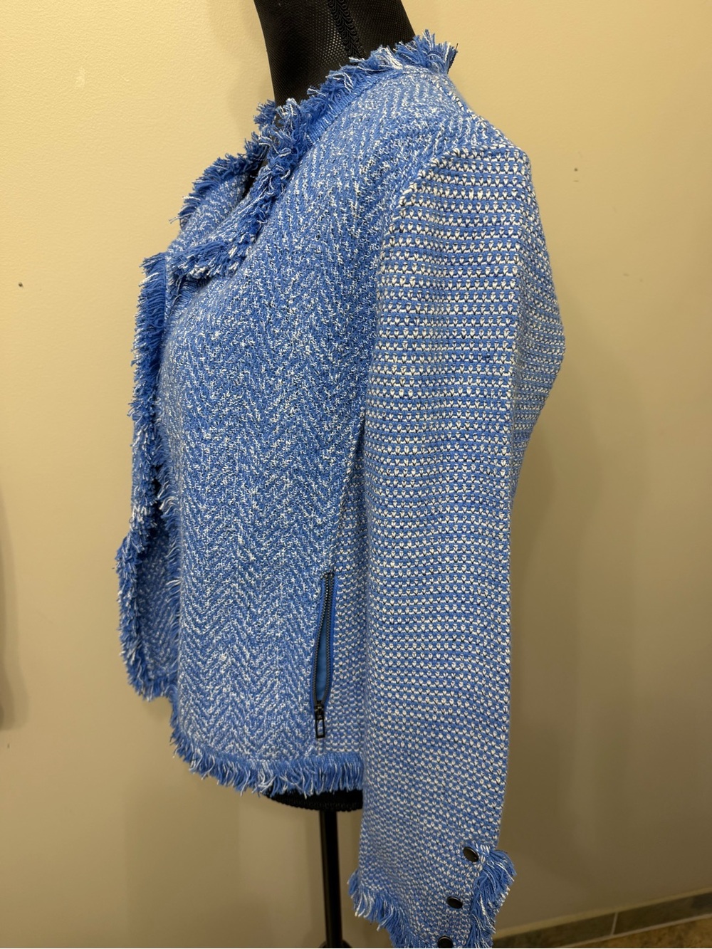 NWT NIC+ ZOE Women’s Blue Fringe Edge Jacket Blazer M - Picture 7 of 11